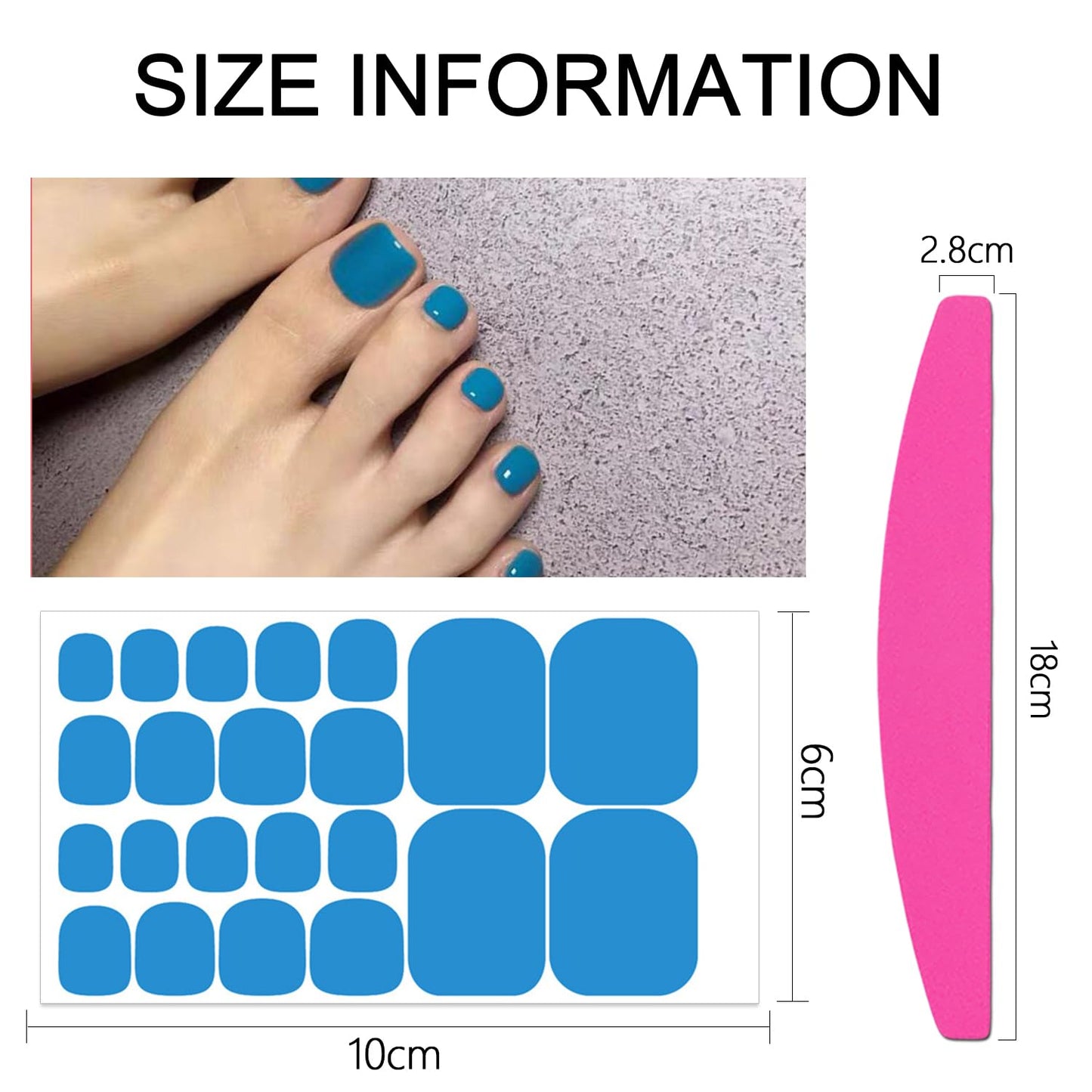 SILPECWEE 40 Sheets Toe Nail Stickers Full Nail Wraps for Women Solid Color Toenail Polish Strips Stick on Nail Polish Stickers Self Adhesive Manicure Stickers for Toes with 1pc Nail File