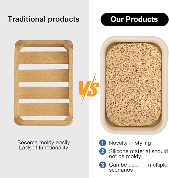Beige Self-Draining Soap Lift Dish - Travel Soap Case with Bar Holder & Saver
