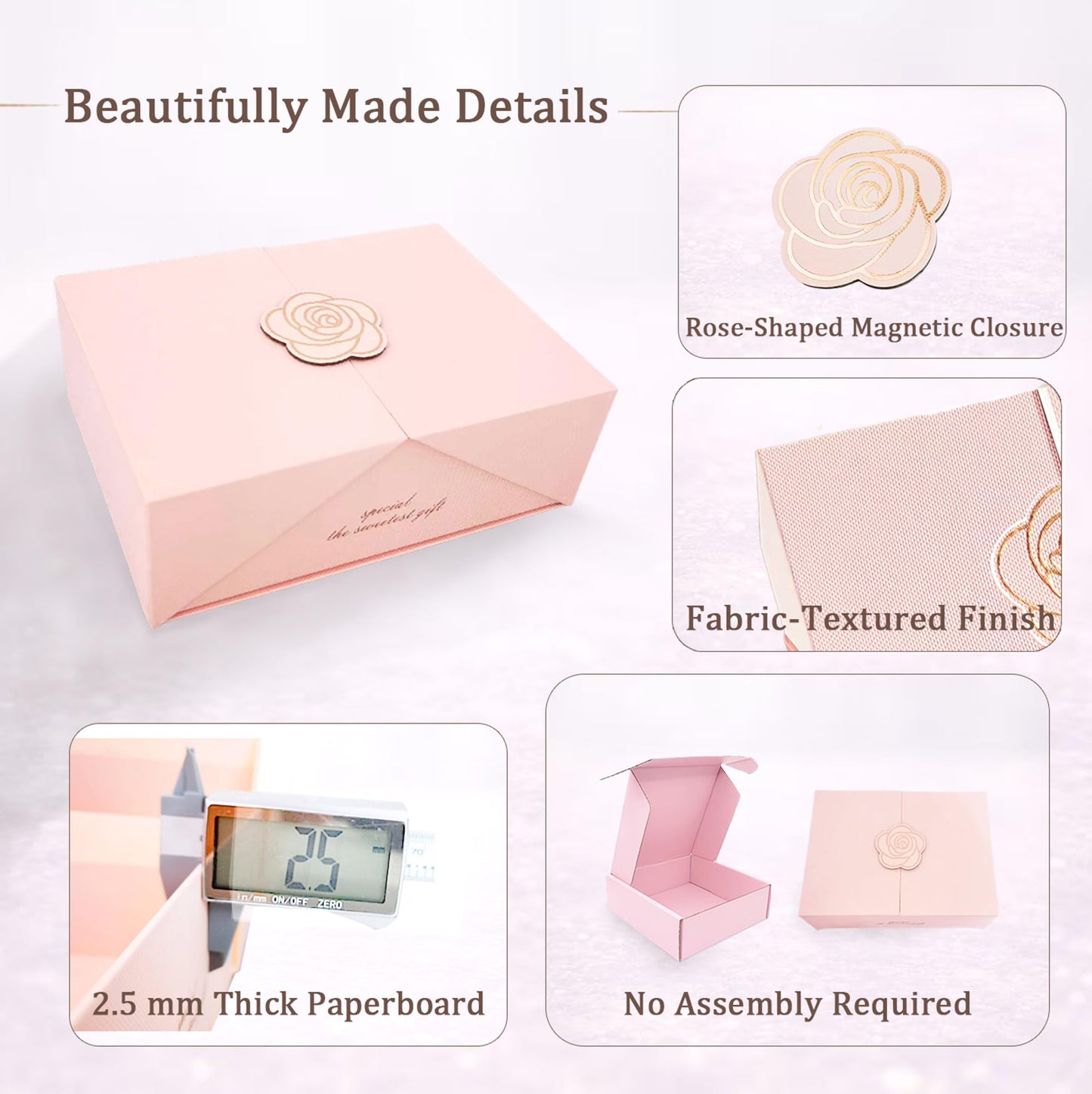 Surperry WOW Magnetic Gift Box, Small Pink Elegant Gift Box, Ready-to-Gift Set for Thoughtful Gifting