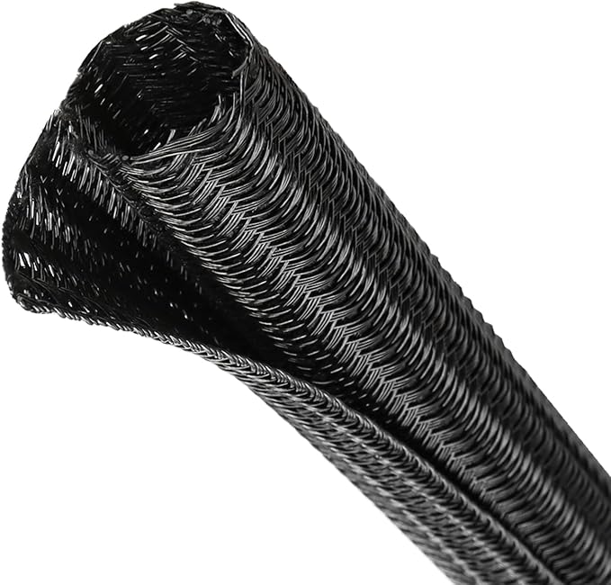 Split Wire Loom Tubing, Cable Protector Sleeve, Braided Cable Management for TV/Computer/Home Theater/Engine Bay, Cord Protectors from Pets No Chew (Black, 1/8"-10ft)