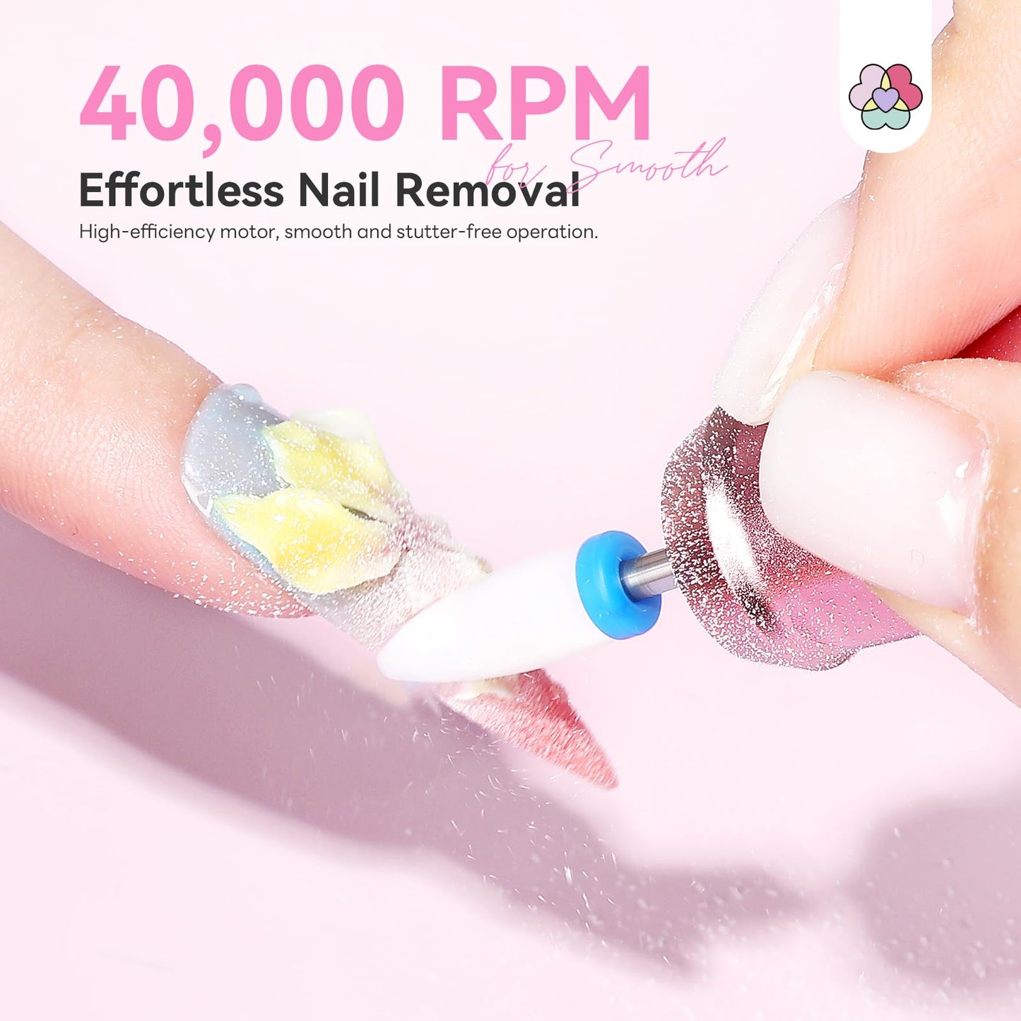 SAVILAND 2026 Electric Nail Drill Professional: 40000RPM 30-Second Removal & All-Day Runtime, Nail File with LED Display & Complete Bits Set for Acrylic, Dip Nails, Salon & Home Use (Gradient Pink)