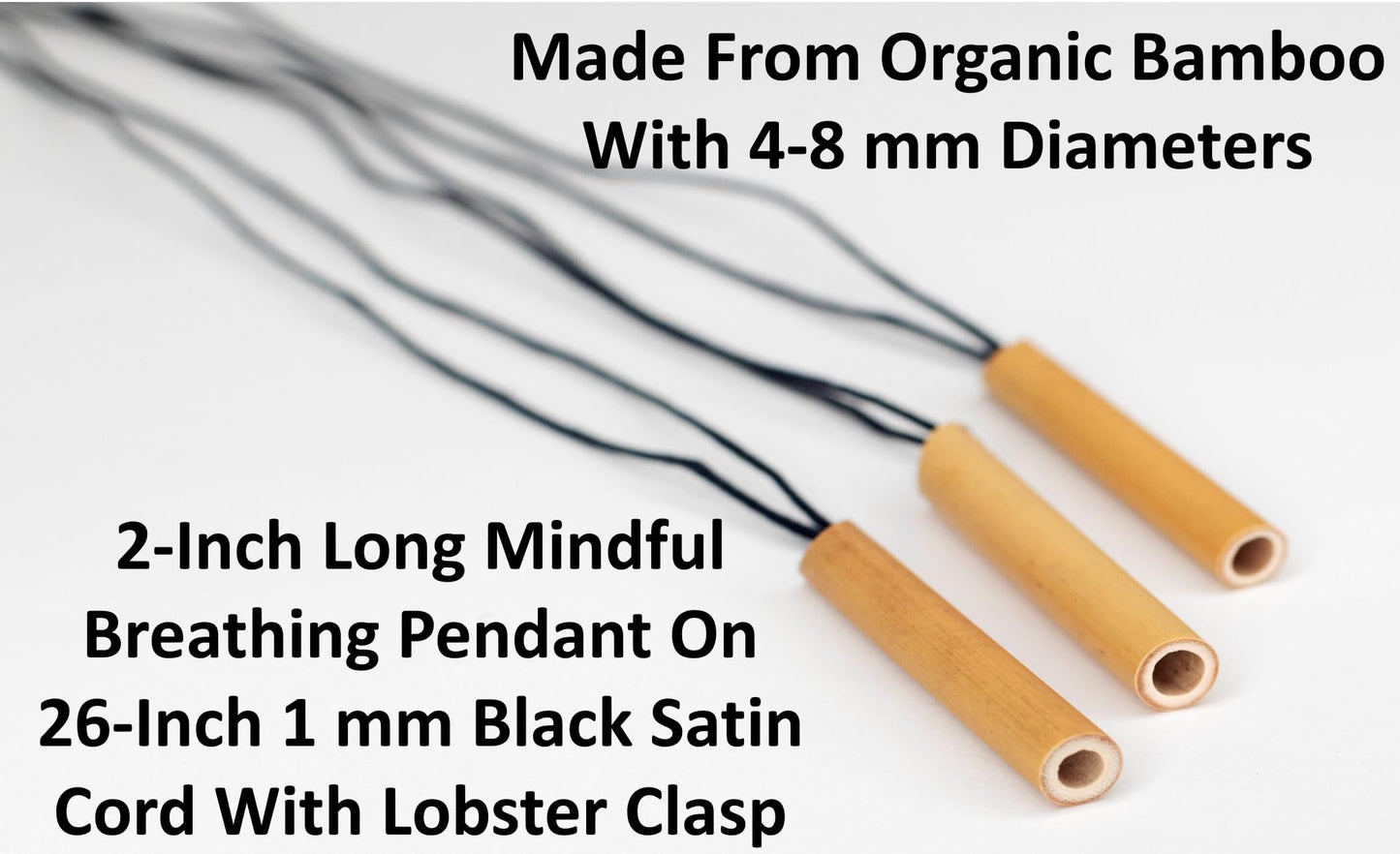3-Pack Stress Straws Bamboo Natural Mindful Breathing Necklaces For Meditation And Anxiety
