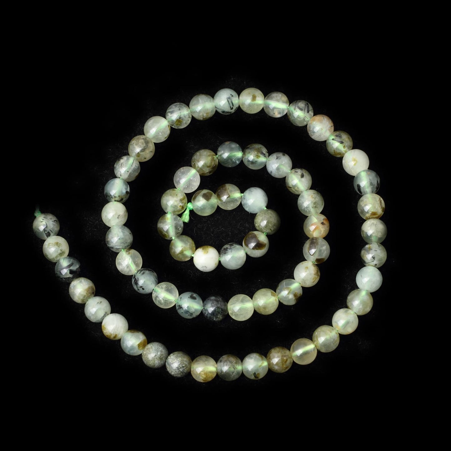 CHEAVIAN 60PCS 6mm Natural Prehnite Gemstone Smooth Surface Round Loose Beads for Jewelry Making 1 String 15 Inches