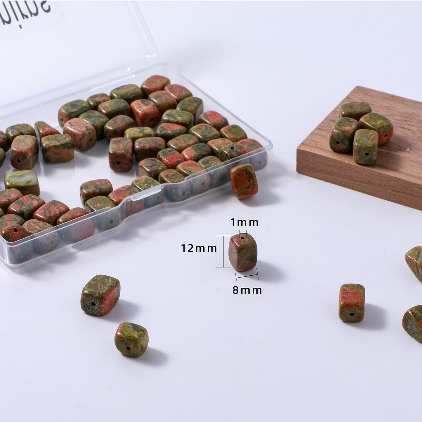 Natural Large Unakite Cube Stone Beads 8x11mm 38cm/str Loose Semi Gemstone Stone Square Beads for Making Bracelets Necklace