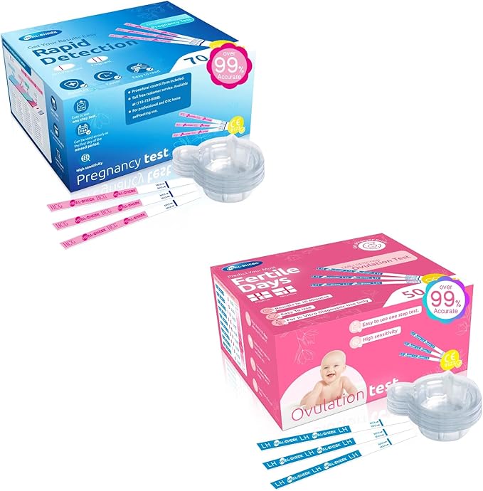 Ovulation Test Strips 50 and Pregnancy Tests 70, HEAL-CHECK Bulk Ovulation Predictor Kit for Women TTC, Over 99% Accuracy, Easy to Use at Home, Individually Wrapped, FSA HSA | 50LH+70HCG+120 Urine Cup