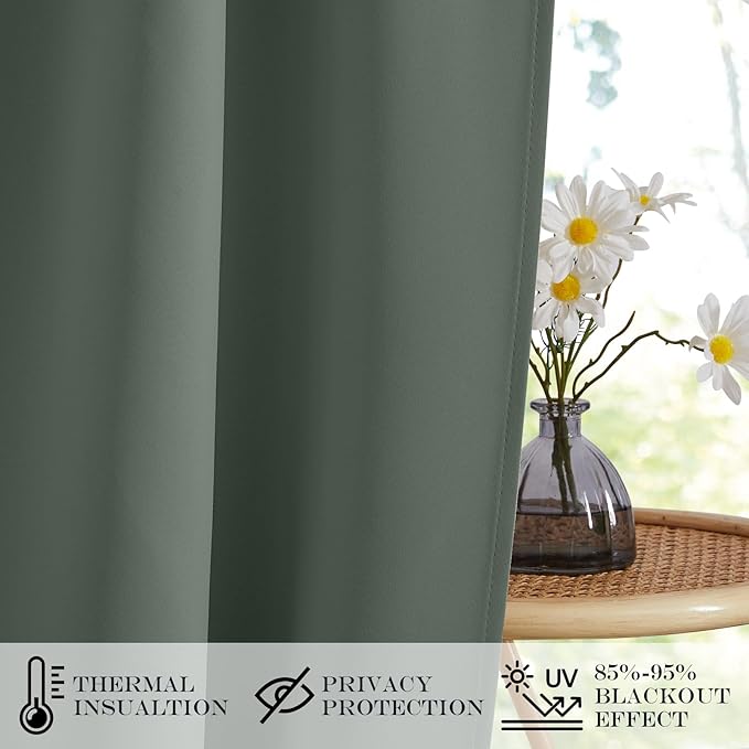 NICETOWN Blackout Side Door Curtains, Front Door Curtains for Small Window, Privacy Shades for Sidelight, Thermal Insulated Window Covering, Dark Mallard, 1 Panel, W12 X L40 Inches Long