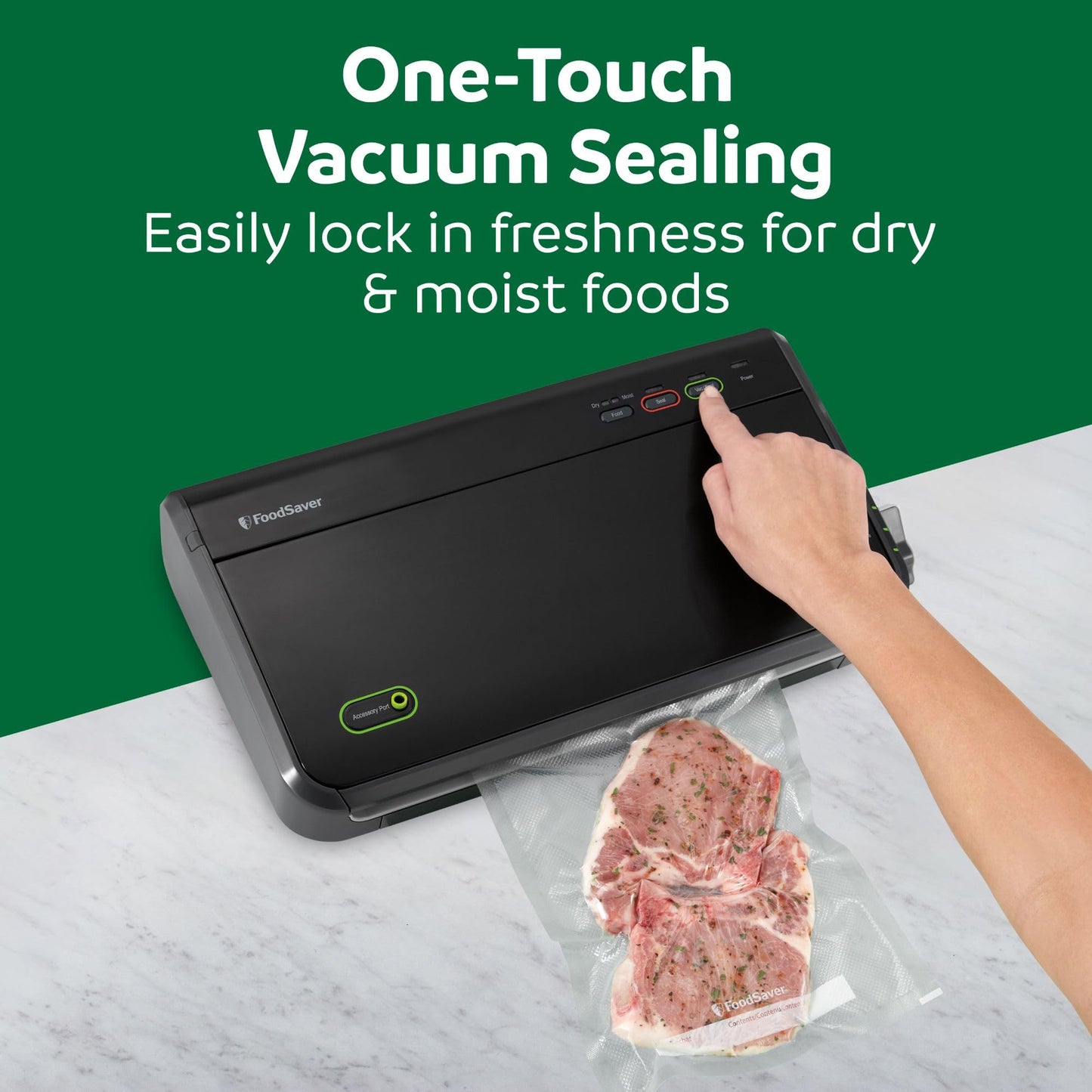 FoodSaver Vacuum Sealer Machine, Automatic Bag Detection, Sous Vide Friendly, with sealer bags, roll, handheld vacuum sealer, black