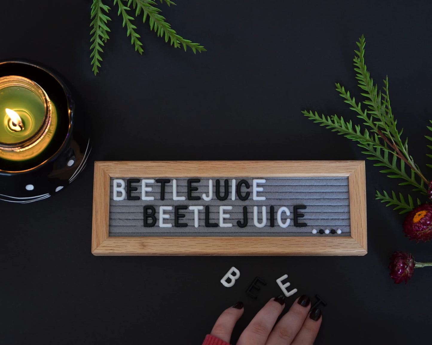 Felt Like Sharing Small Letter Board (Gray Felt - 10”x3.5”) – Changeable Message Board with 3 Sets of Felt Board Letters for Home, Office & Aesthetic Room Decor – Wall Letterboard Signs In Oak Frame