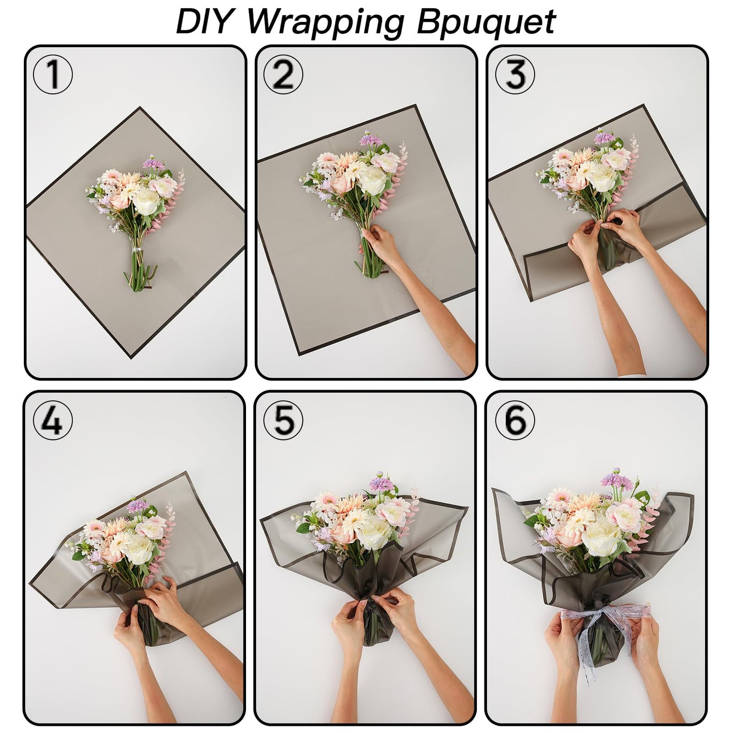 HYSSINOWRAP40 sheet .flower wrapping paper.Flower packaging bouquet wrapping paper.KoreanFlorist Supplies, 22.8 * 22.8 inches (BLACK-40)