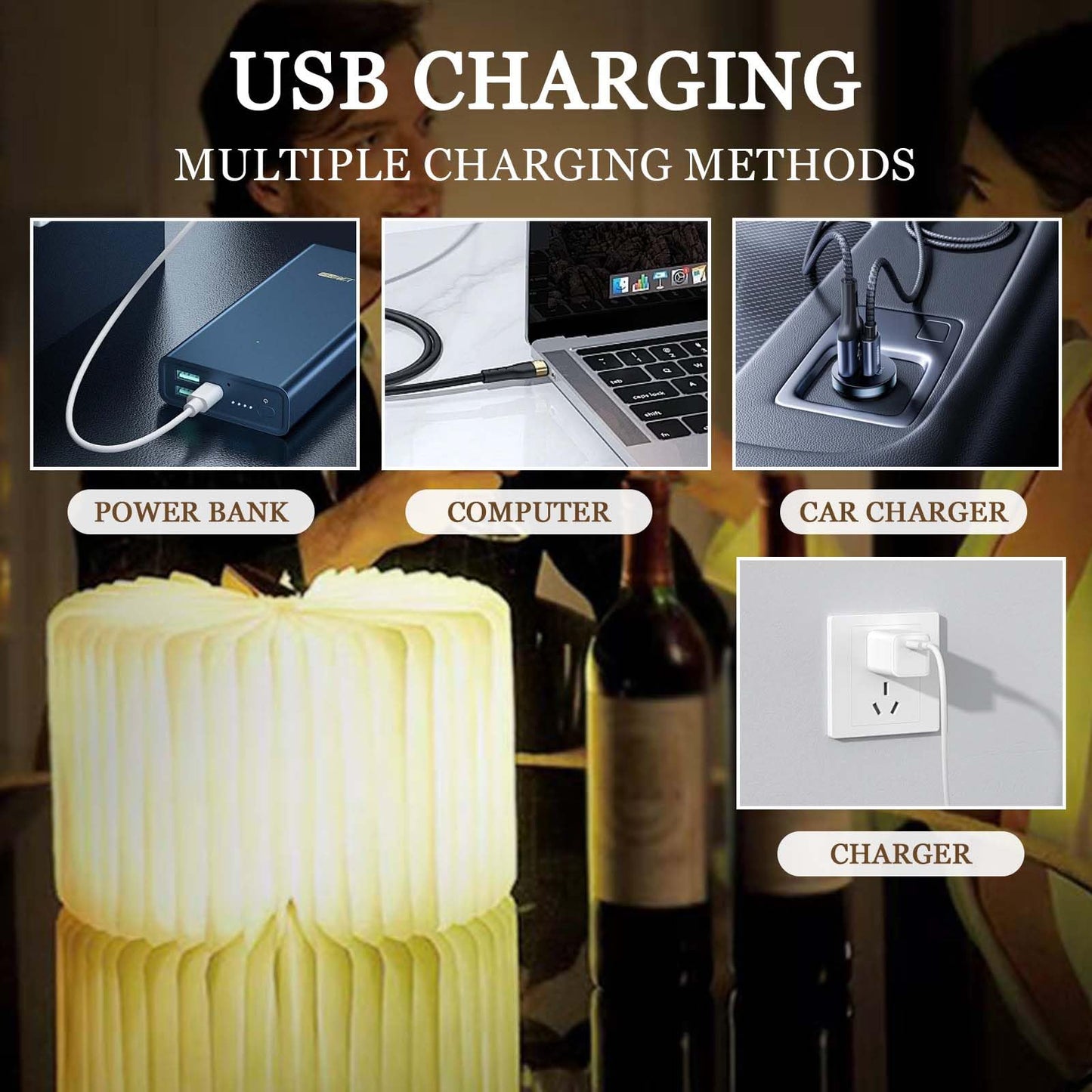 Anwick Lamp Book Large Size Folding Mood Light, Novelty LED Night Light, USB Large Capacity Rechargeable Wooden Table Lamp