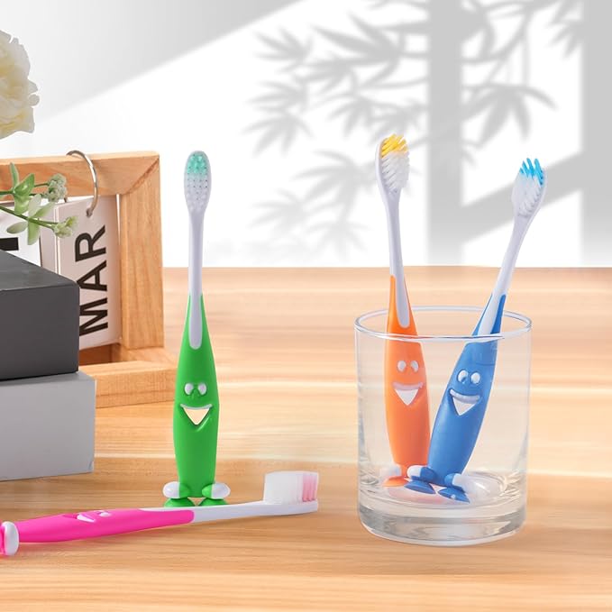 Newday 100 Pack Kids Toothbrush Bulk Soft Bristles Toddler Cute Toothbrush with Suction Cup, Includes Travel Covers, Individually Wrapped Toothbrushes for Kid Home School Daycare Camp (Shark)