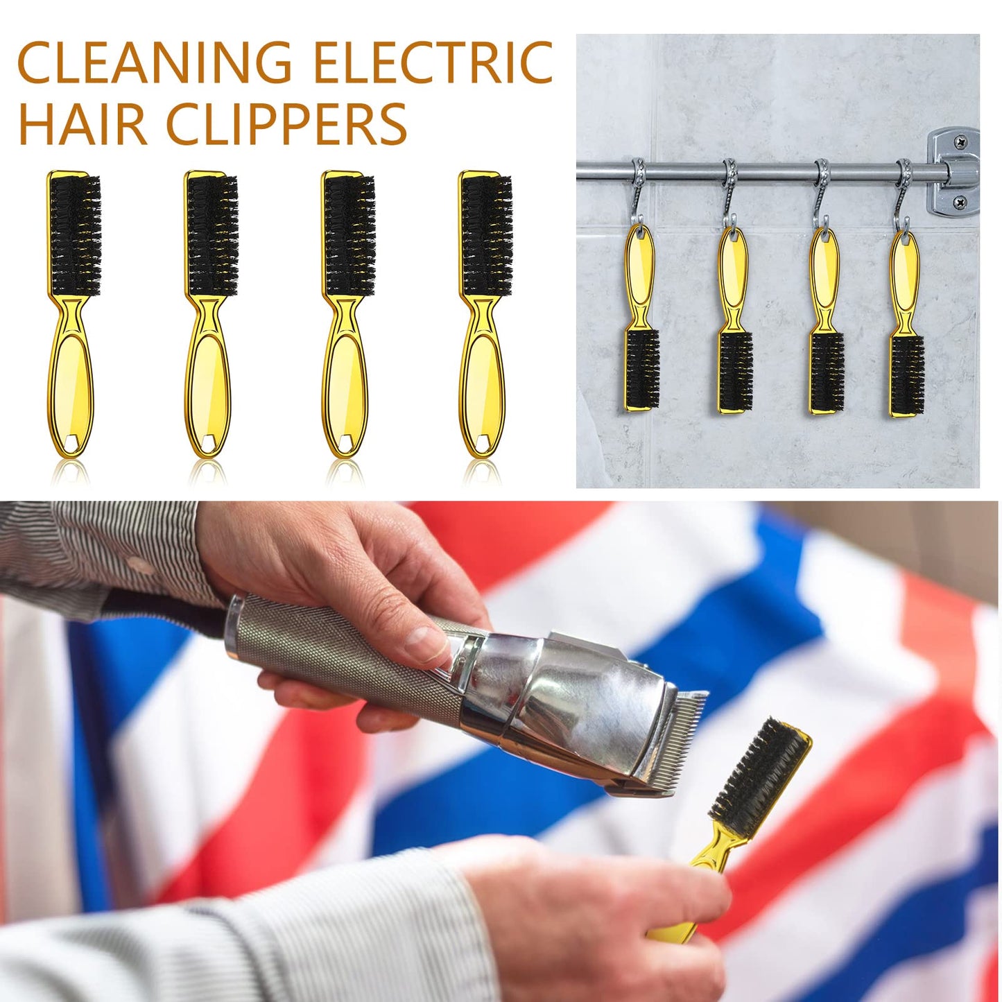 Patelai 12 Pcs Barber Clipper Brush Blade Trimmer Cleaning Brush for Fades Nail Neck Duster Manicure Salon(12,Gold)
