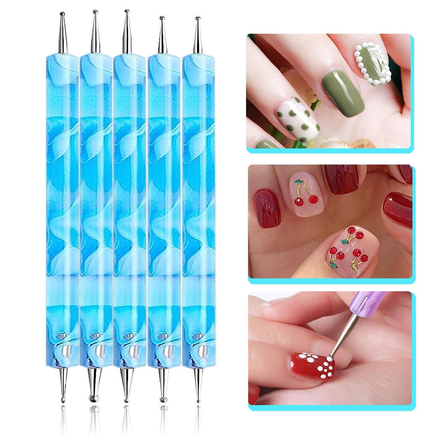 19Pcs Blue Nail Art Brush Set, Nail Brushes Kit with Acrylic Nail Brush, Gel Polish Brushes, Dotting Tools, Nail Dust Brush, Manicure Tool for Acrylic Powder Application, Sculpting & Cleaning