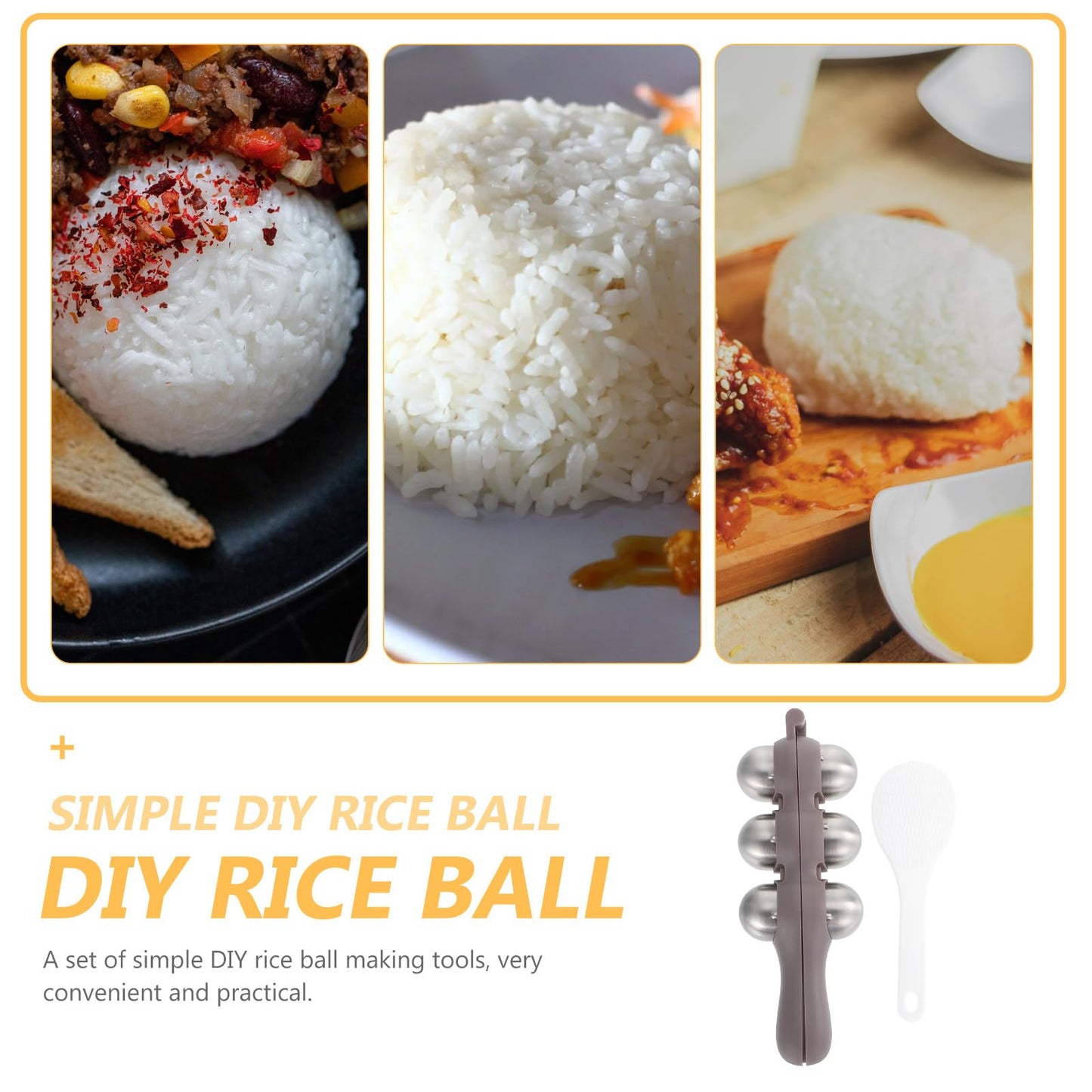 New Housewarming DIY Rice Baller Shakers Rice Ball Molds Lunch Maker Mould Sushi Maker Mould with a Mini Rice Paddle Onigiri Mold Ball Shaped Kitchen Tools Food Decor for 1 Set
