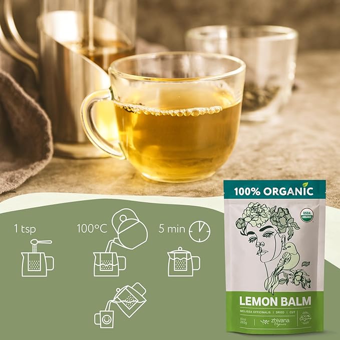 Melissa Tea Organic (10oz.) - Lemon Balm Tea Organic Loose Leaf - Te de Tolonjil - Natural Support for Anti-Stress, Sleep, Blood Pressure, Digestion