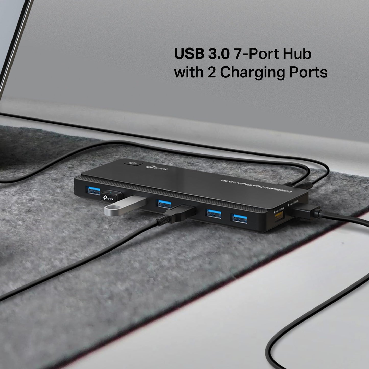 TP-Link Powered USB Hub 3.0 with 7 USB 3.0 Data Ports and 2 Smart Charging USB Ports. Compatible with Windows, Mac, Chrome & Linux OS, with Power On/Off Button, 12V/4A Power Adapter(UH720)