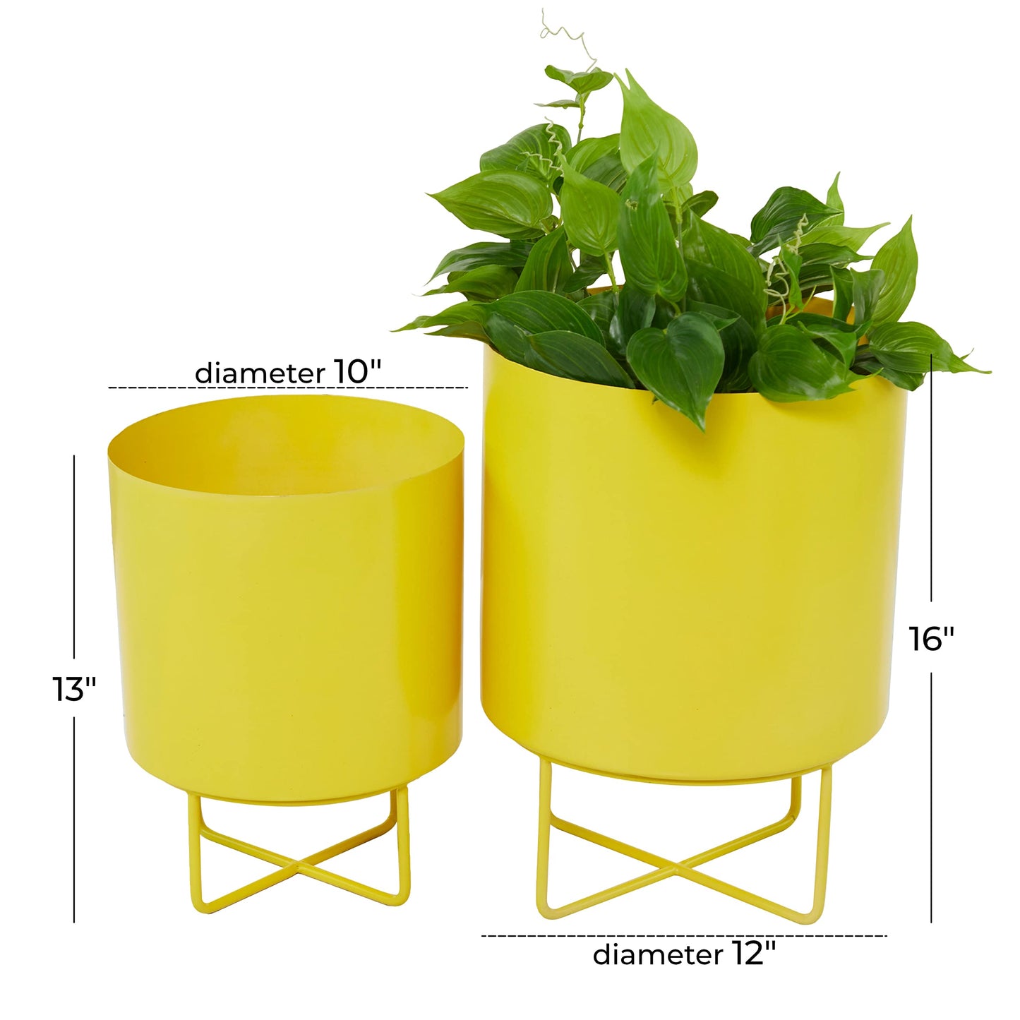 CosmoLiving by Cosmopolitan Metal Planter, Set of 2 16", 13"H, Yellow