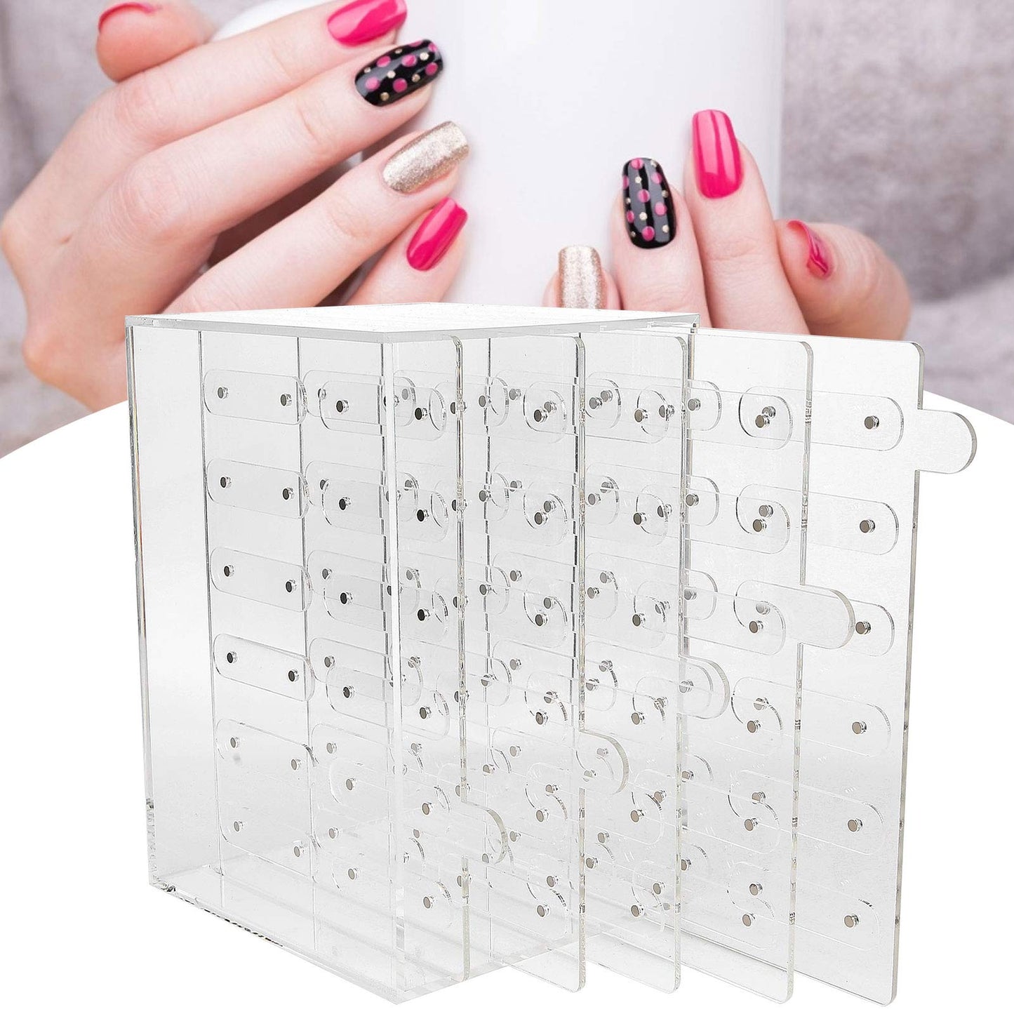 Nail Plate Display Stand, Anti-skid Easy To Disassemble Acrylic Panel Design Manicure Display Stand for Countertops for Cabinet for Decoration and