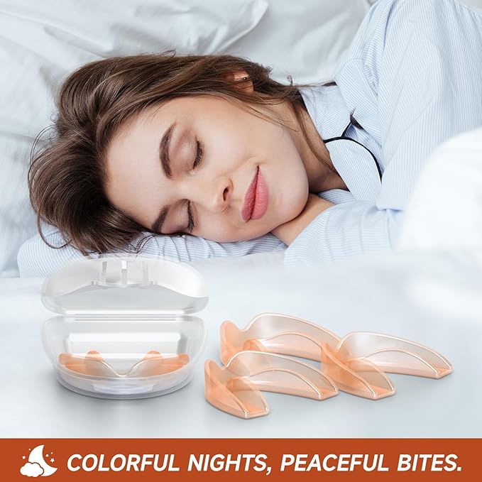 4 Pack Orange Mouth Guards for Women and Men, Large Size, Moldable Night Guards for Teeth Grinding and Clenching, Comfortable Bite Guards, Stylish Custom Dental Guards for Protection