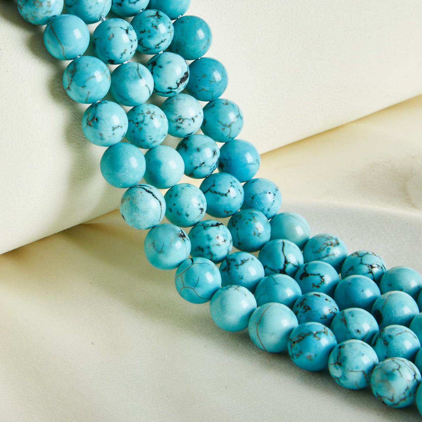45pcs 8mm Natural Turquoise Beads Gemstone Beads Round Loose Beads for Jewelry Making