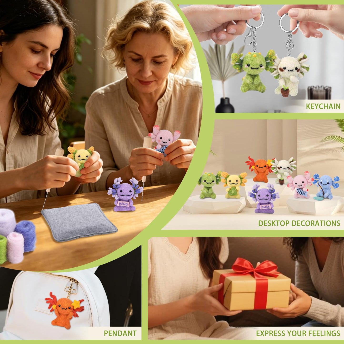 Yizzvb Needle Felting Kit, 7 Pcs Felting Kits for Beginners Adult, Felt Animal Kit, Wool Felting Tools Including Wool Roving, Foam Mat, Felting Needles and Instructions for DIY Felting Starters