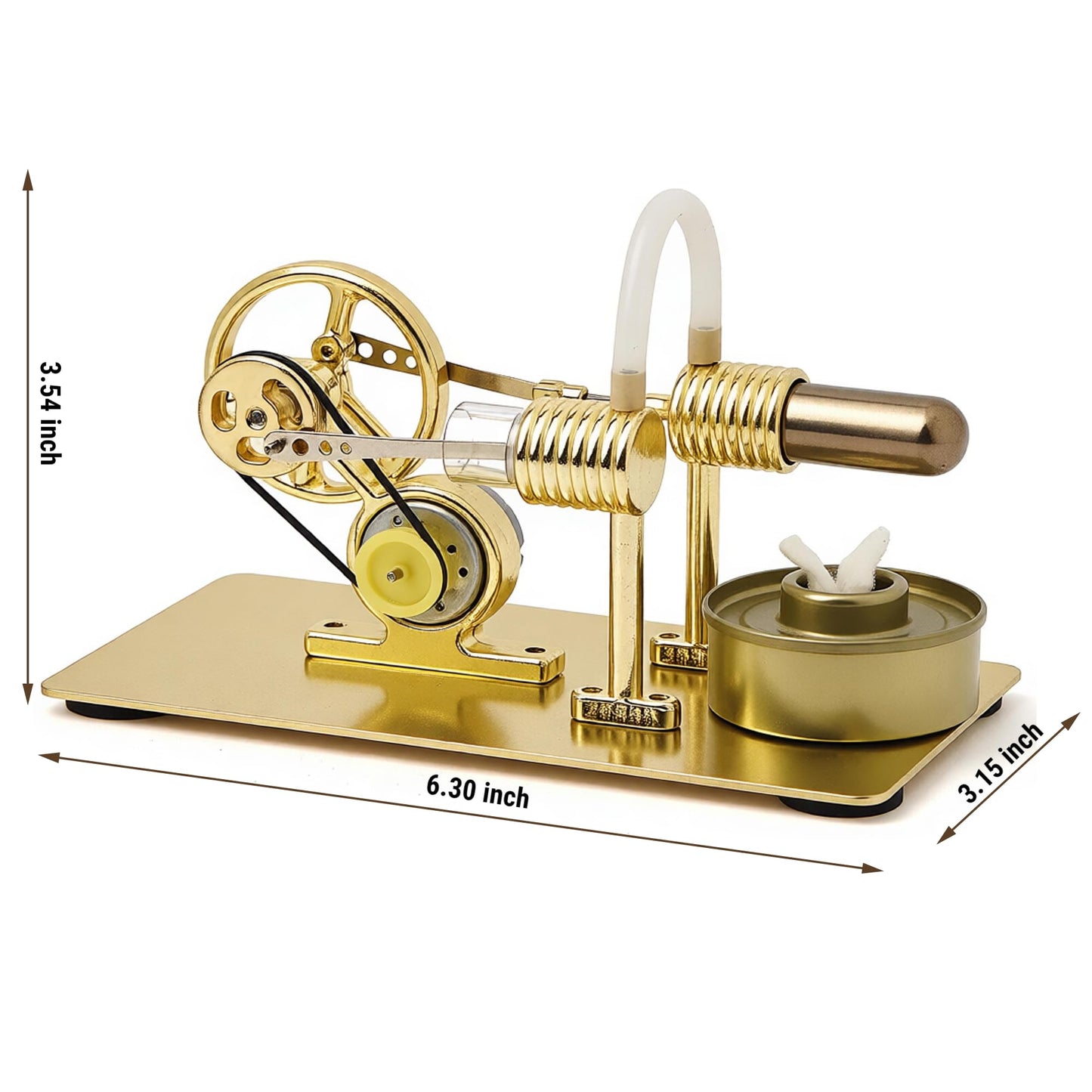 Xnrmevkh Hot Air Stirling Engine Motor Colorful LED Light Sterling Generator Model Golden
