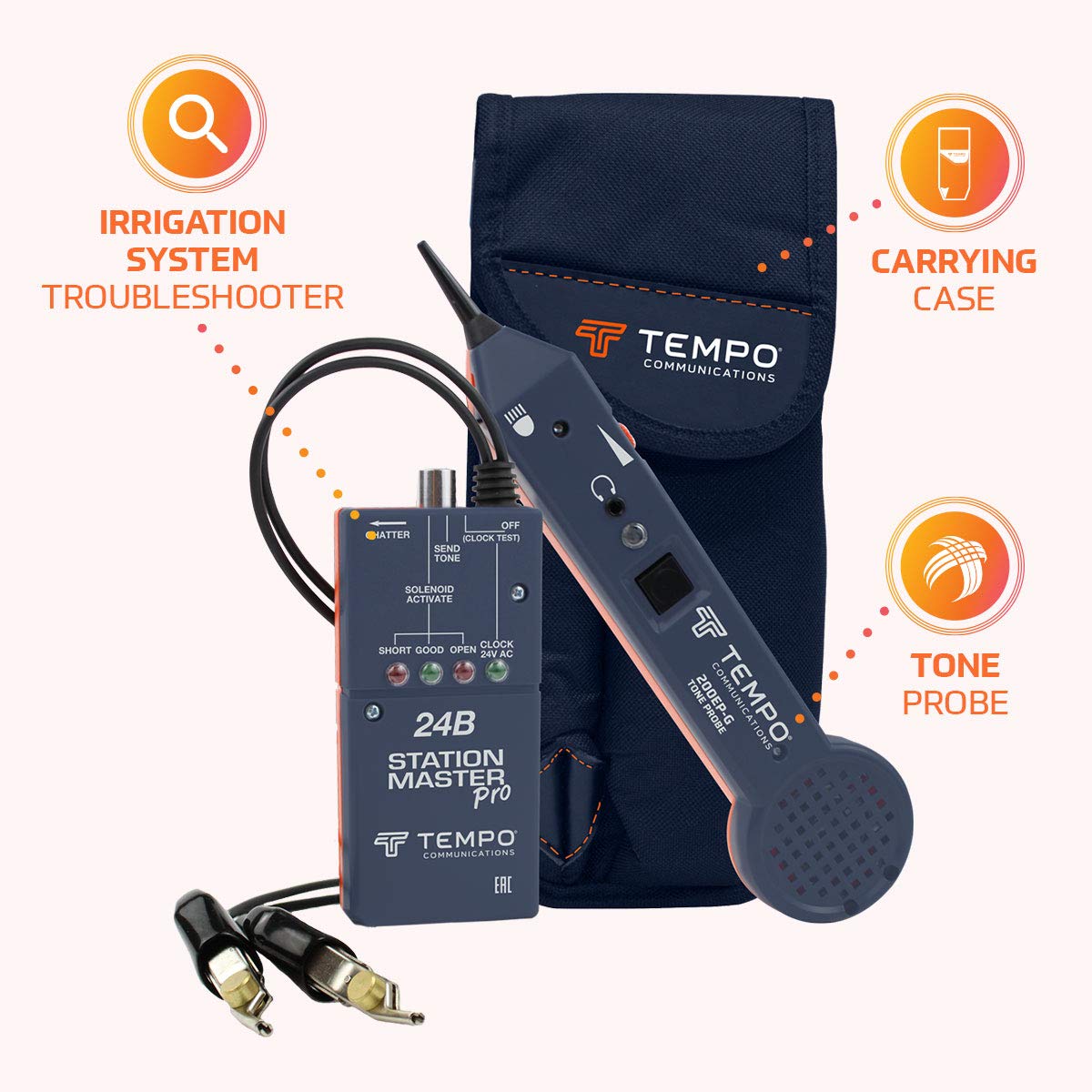 TEMPO Station Master Pro Sprinkler Valve Locator | Activate Solenoids, Chatter Solenoids, Send Tone, Locate Valve Boxes (Pro Grade Model) (24BK)