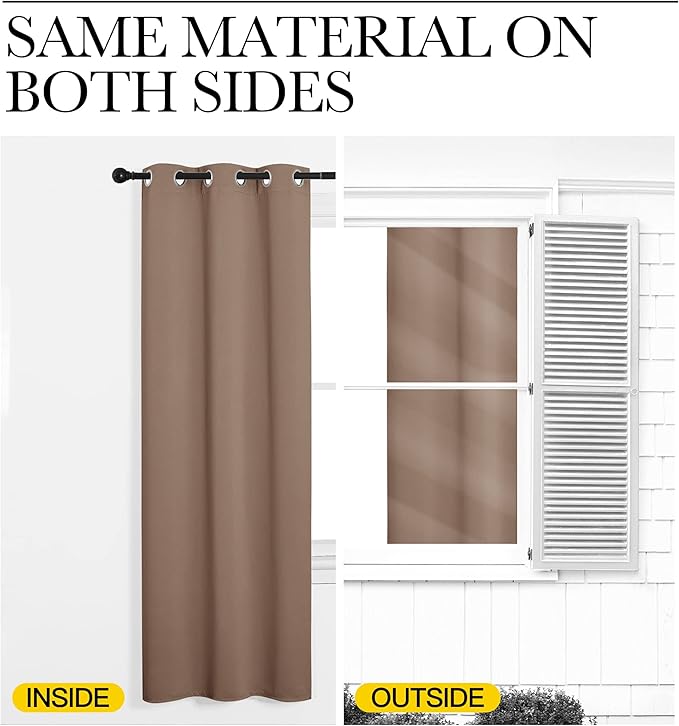 NICETOWN Bedroom Blackout Long Curtains and Drapes, Set of 2, 55 by 120 Inch, Cappuccino, Window Treatment Thermal Insulated Solid Grommet Blackout Draperies for Bedroom