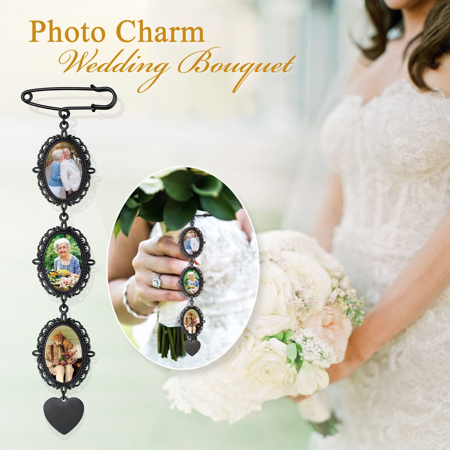 Custom4U Photo Charm for Wedding Bouquet Custom Memorial Wedding Gifts with Pictures