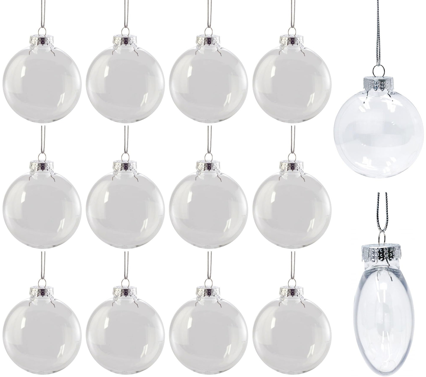 Creative Hobbies Clear Plastic Fillable Christmas Ornament Discs - Great for Crafts, Holidays and Weddings | Pack of 12 (Medium)