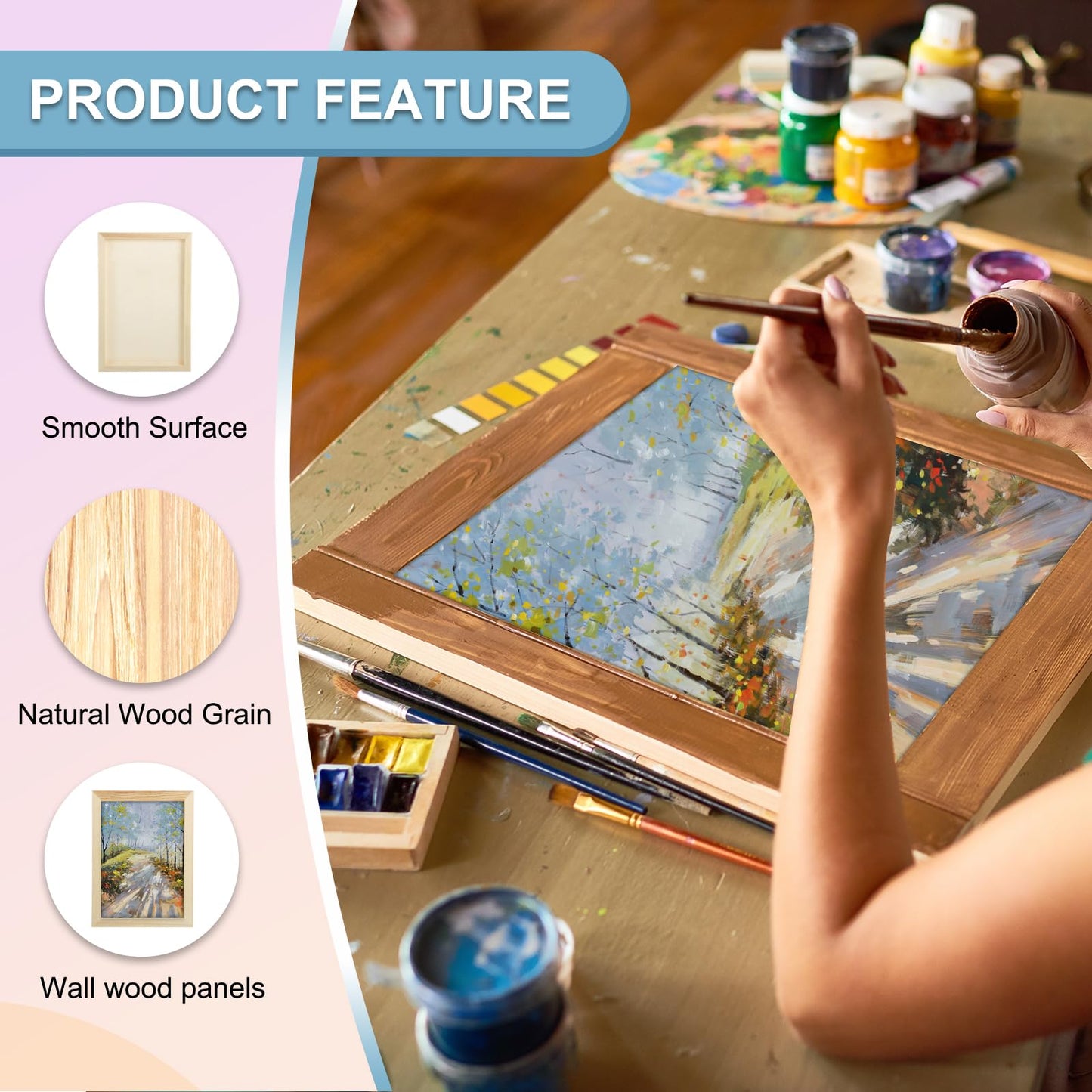 MECCANIXITY 2 Pack Wood Canvas Boards, 8x12 Inch Art Canvases Square Unfinished Wood Panel for Painting, Crafts, DIY Projects, Pouring Art