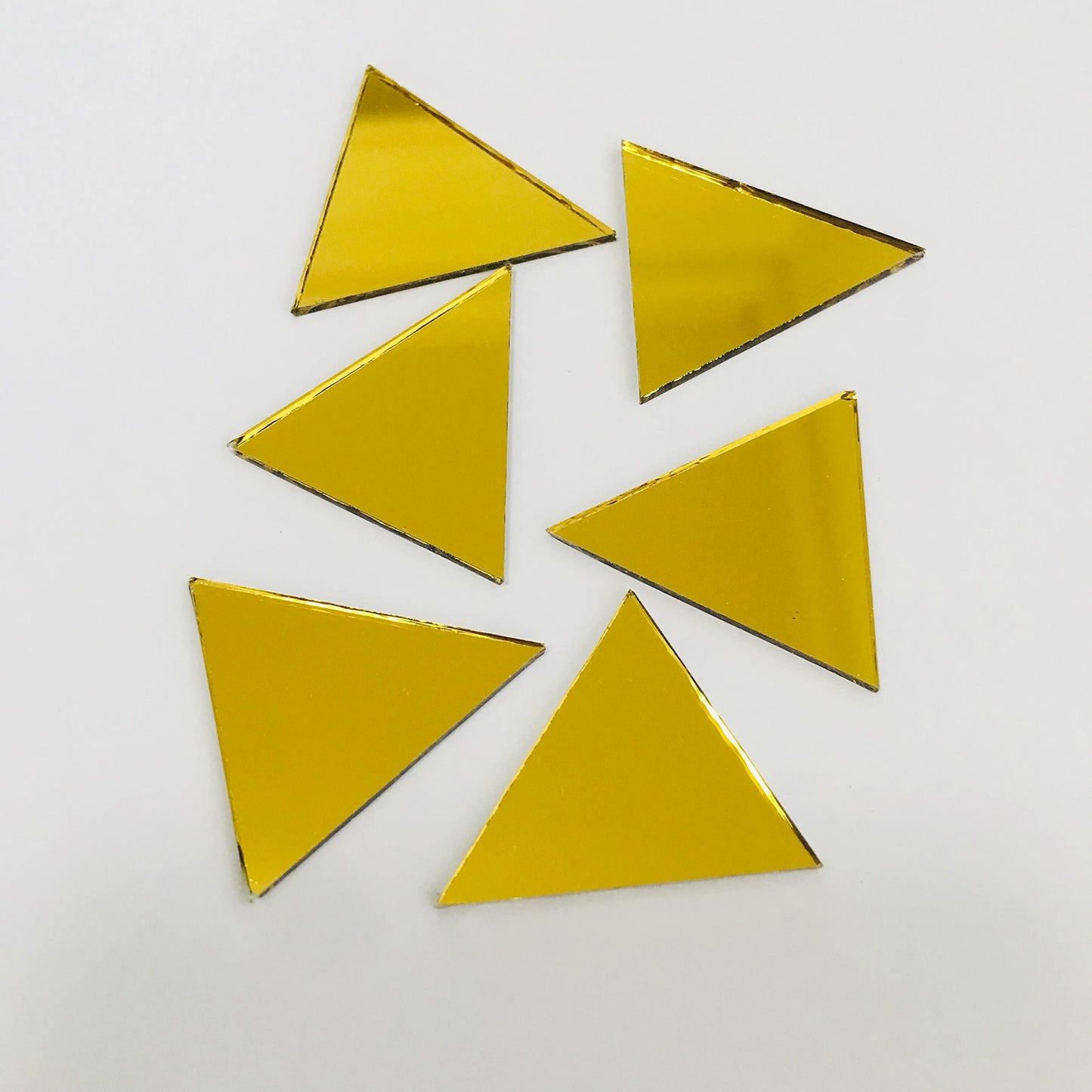 NUO RUI 150pcs 1" Triangle Mirrors Small Gold Color Mosaic Mirror Tiles for Craft Projects