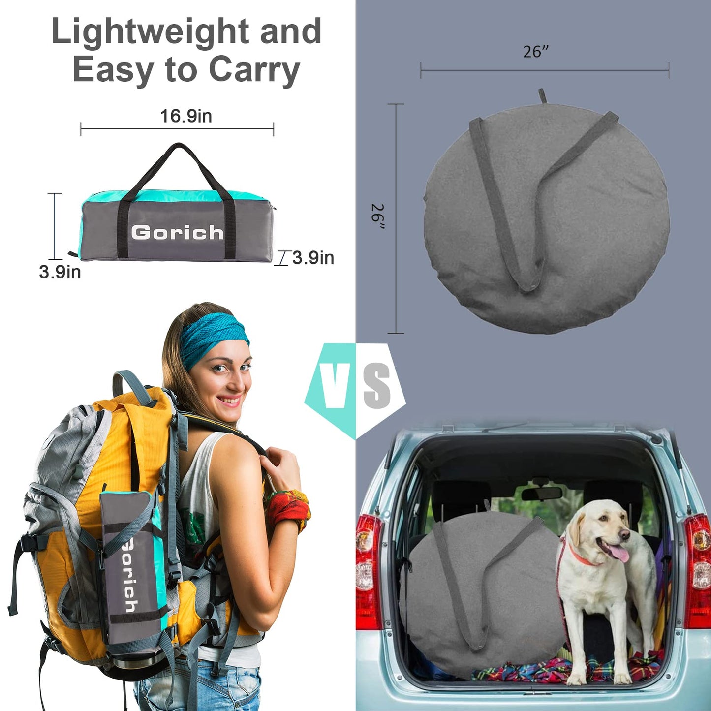 Gorich Beach Tent Sun Shelter for 3/4/6/8/10 Person with UPF 50＋ UV Protection, Lightweight & Easy Setup Beach Shade Canopy, Portable Beach Shade Tent Beach Cabana