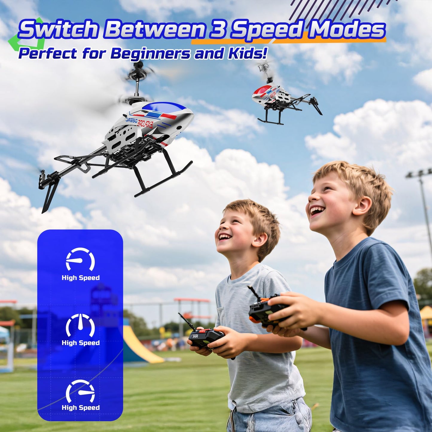 DEERC Remote Control Helicopter, 3.5 CH Altitude Hold RC Helicopters w/Gyro for Beginner, 2 Shells LED Light One Key Take Off/Landing, 2.4GHz Aircraft Indoor Flying Toy for Kids Boys Girls