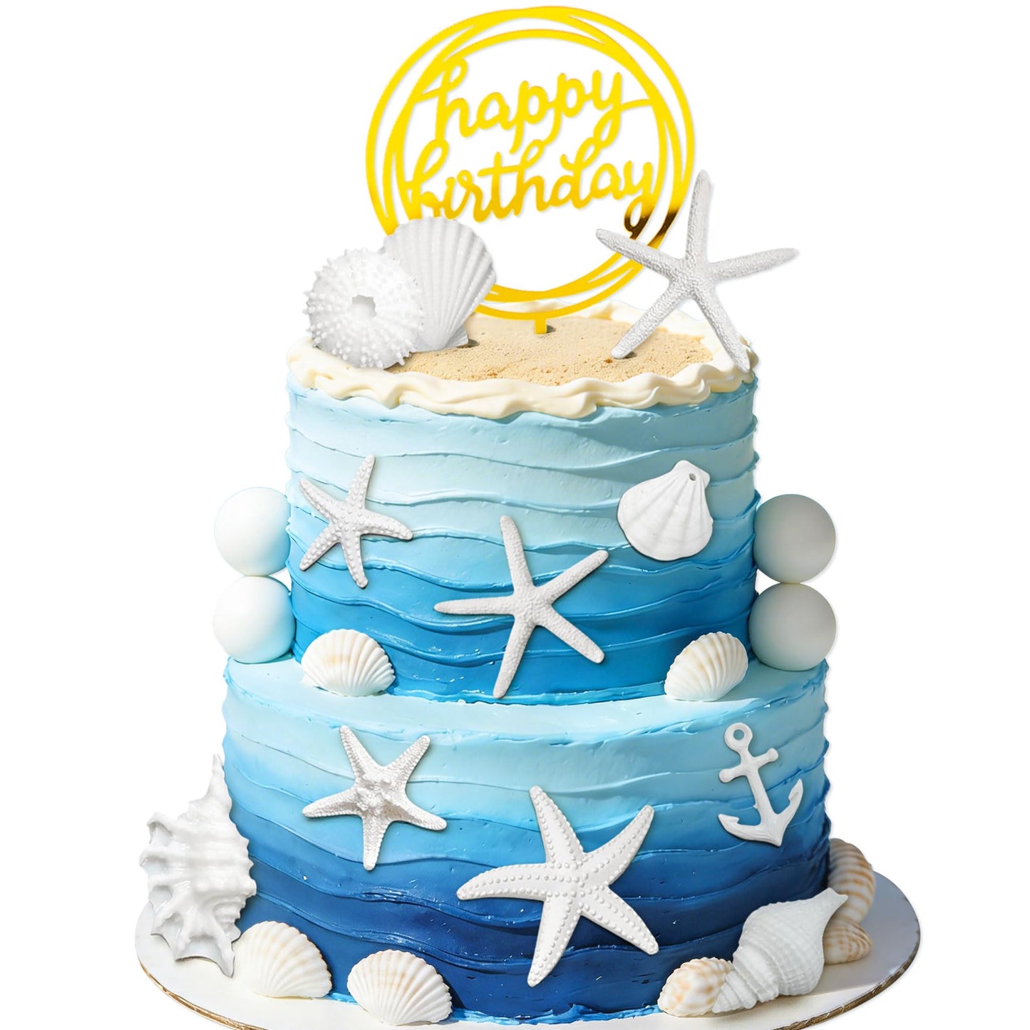 Ocean Beach Cake Topper Under the Sea Birthday Party Decorations Seashell Starfish Cake Decorations Summer Beach Party Supplies