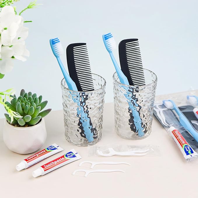 50 Sets Disposable Toothbrushes with Toothpaste Floss Comb Individually Wrapped, Disposable Toothbrush Bulk, 10g Toothpaste,Dental Floss,6in Comb Bulk Toothbrush Kit for Homeless,Airbnb,Hotel