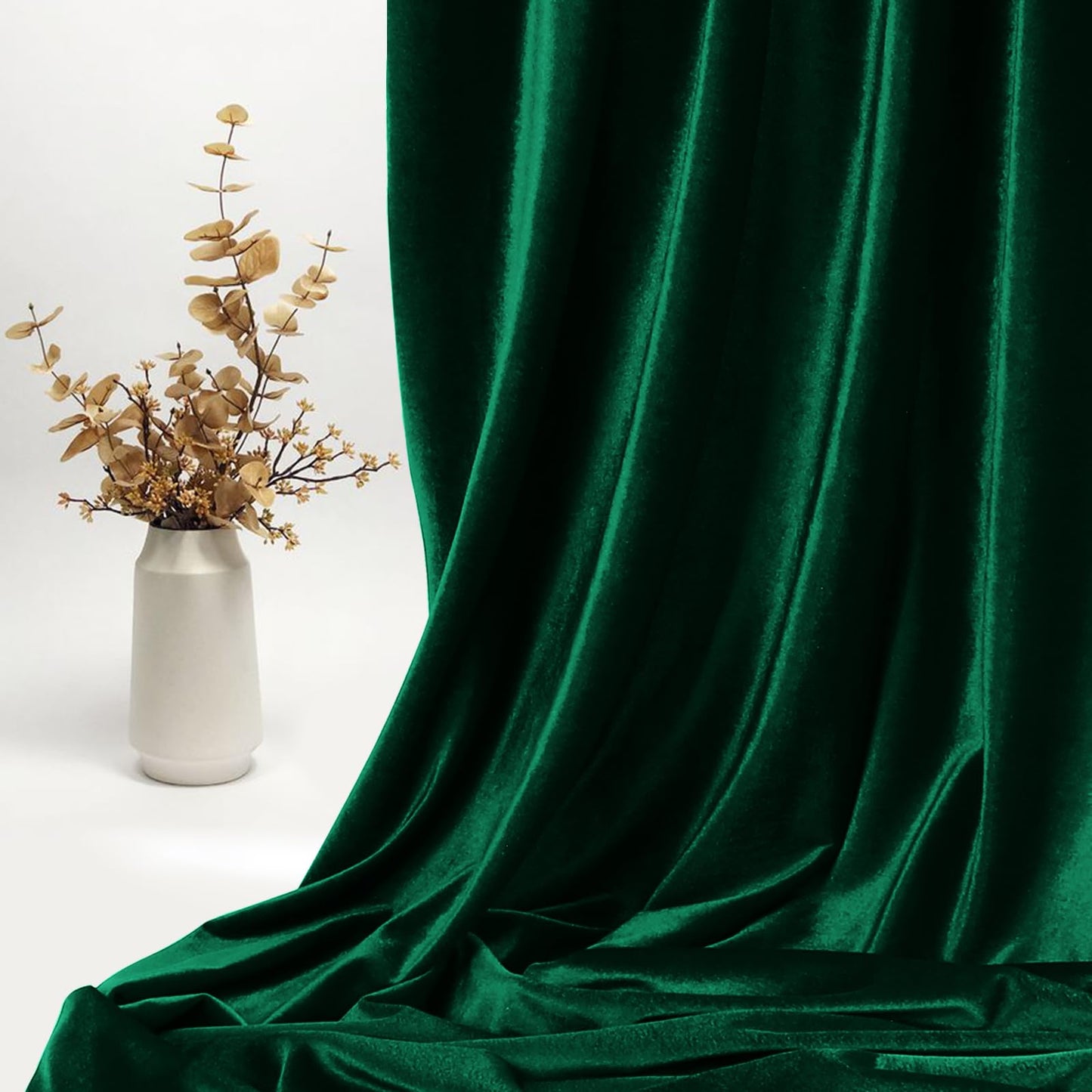 KKJIAF Hunter Green Stretch Velvet Fabric 60 Inch Wide, 5 Yard Soft Stretchy Fabric for Sewing Clothes, Apparel, Costume, Crafts - 90% Polyester 10% Spandex