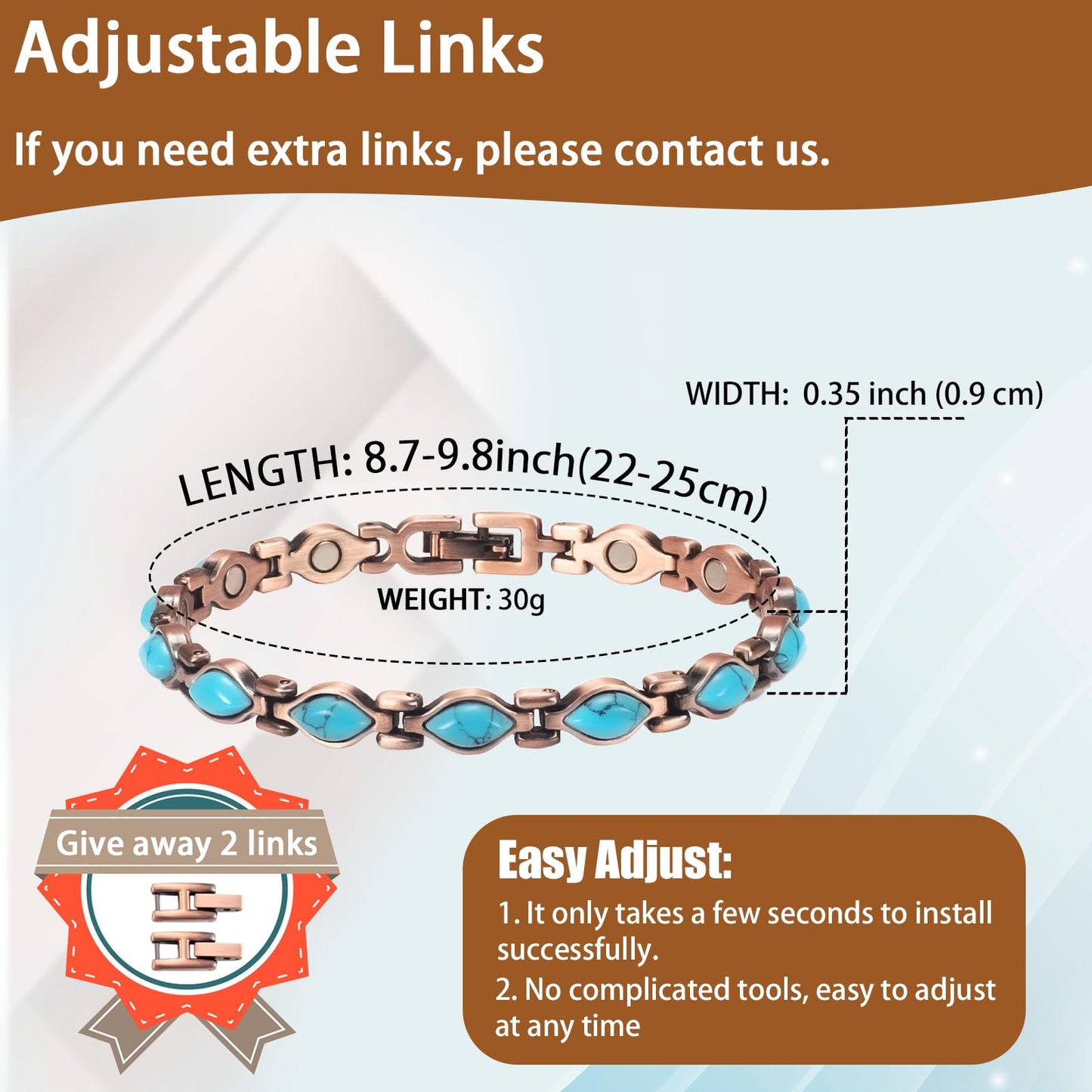EnerCoppeX Copper Magnetic Anklet for Women, Pure Copper Ankle Bracelet with Magnet (2)