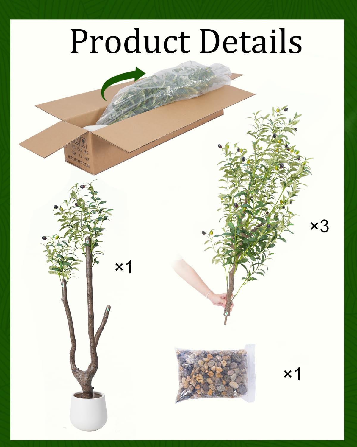 Sillaff Olive Tree 7FT Fake Tree Large Artificial Tree Indoor Faux Plants with Pot, Nearly Natural Olive Branches and Fruits for Living Room Home Office Decorations