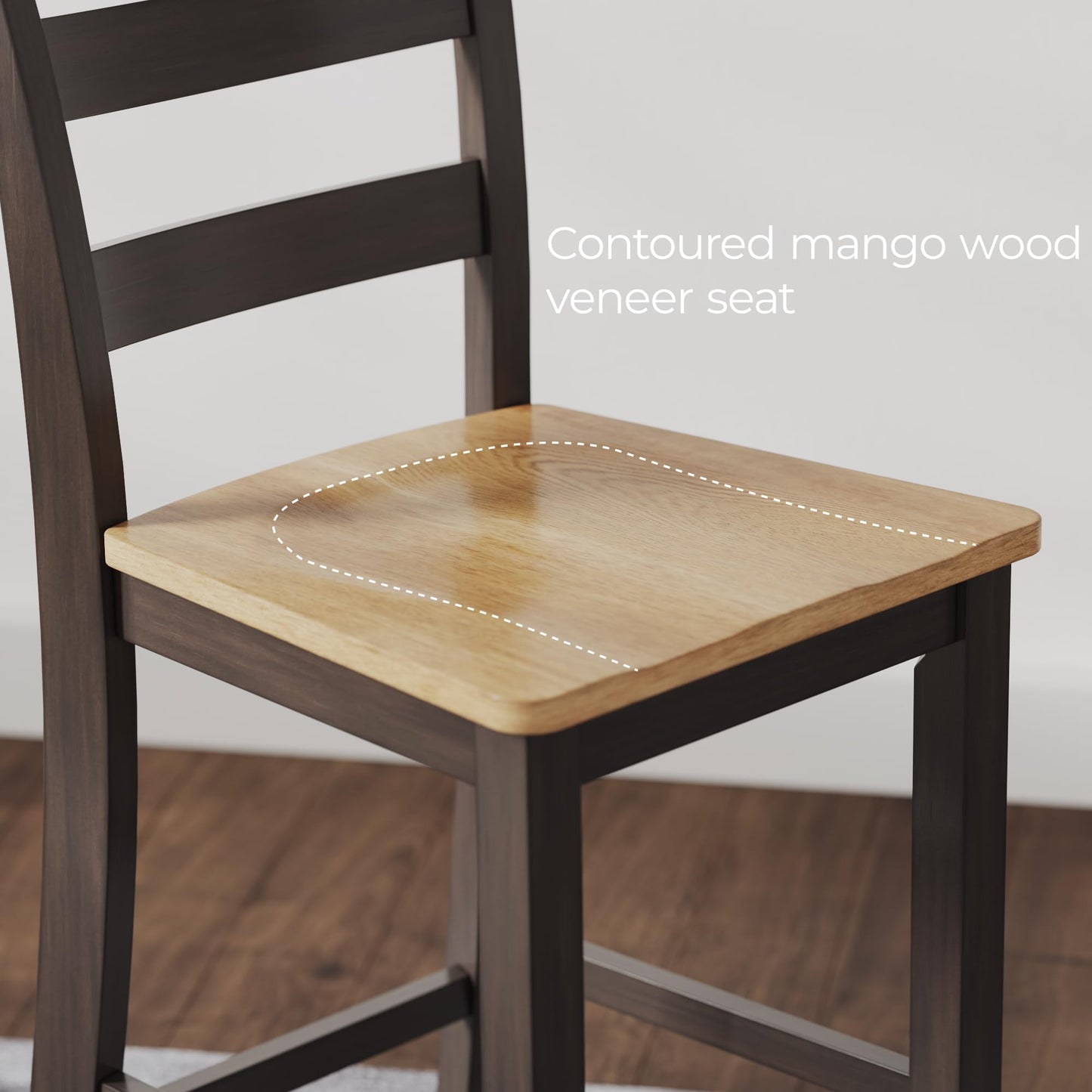 Signature Design by Ashley Gesthaven Counter Height Barstool, Set of 2, Adjustable Levelers, Solid Wood Frame, Natural/Brown