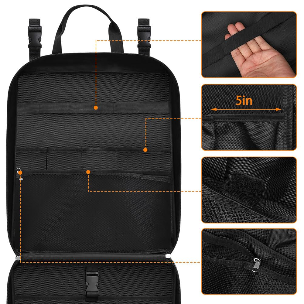 Yorkenbe Large Camp Kitchen Organizer, High Capacity Camping Cooking Utensils Bag, with Paper Towel Holder, Multi-pocket Waterproof Camping Utensils Holder for BBQ Outdoor Cooking Essentials