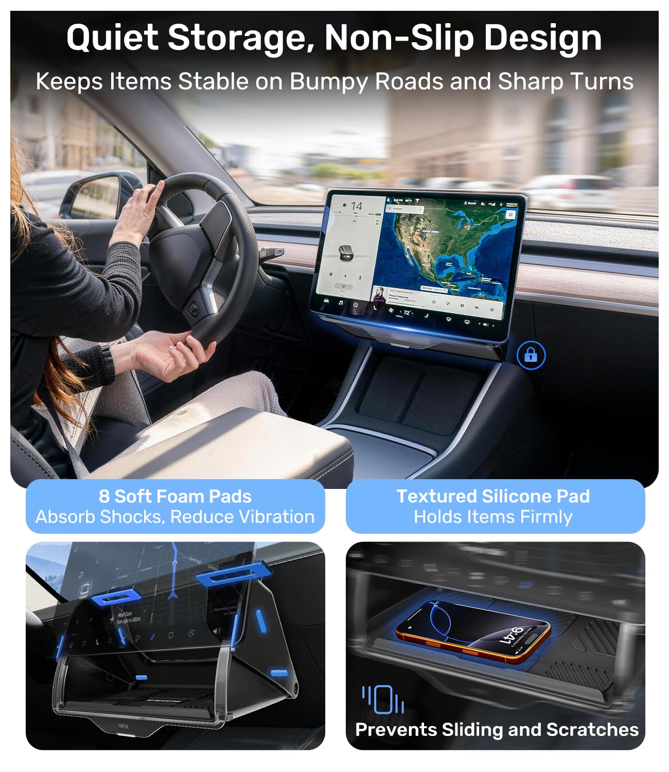 Zanch (Upgraded) Tesla Model Y Juniper Under Screen Storage Box [Hidden Design, Factory-Fit], Adds Extra Storage & Keeps Items Hidden for Privacy, Model Y (2020–2025) / Juniper (2025–2026) Accessories