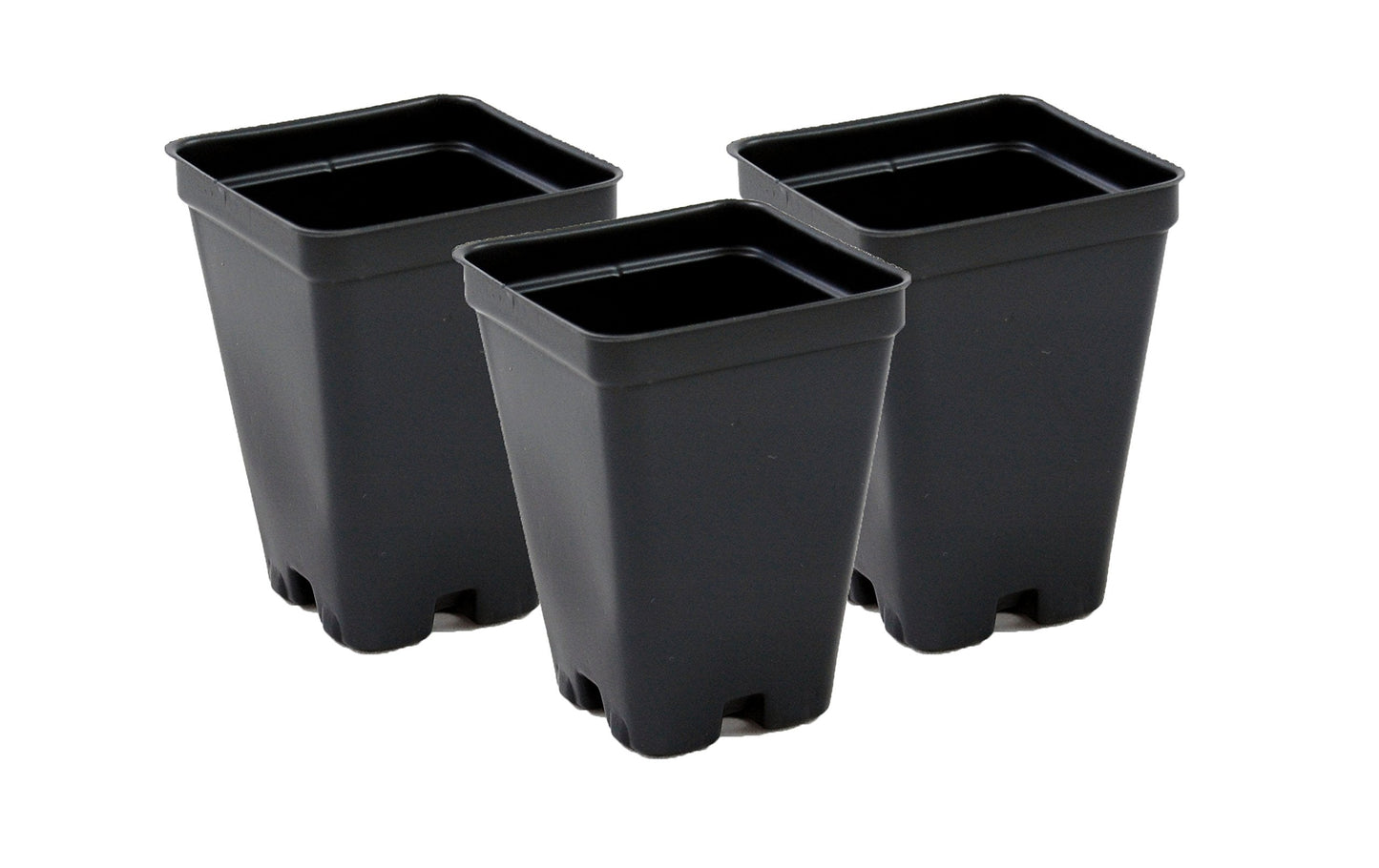 2.5 inch Square Greenhouse Pots - Black - Plastic - Deep - 25 Pack by Growers Solution