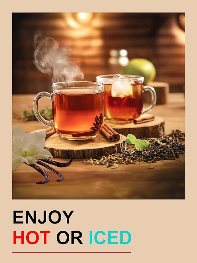 TeeLux Vanilla Chai Tea Bags, Premium Black Tea with Cinnamon, Ginger, Cardamom, Star Anise, Full-bodied & Spicy Flavor, 100 Count