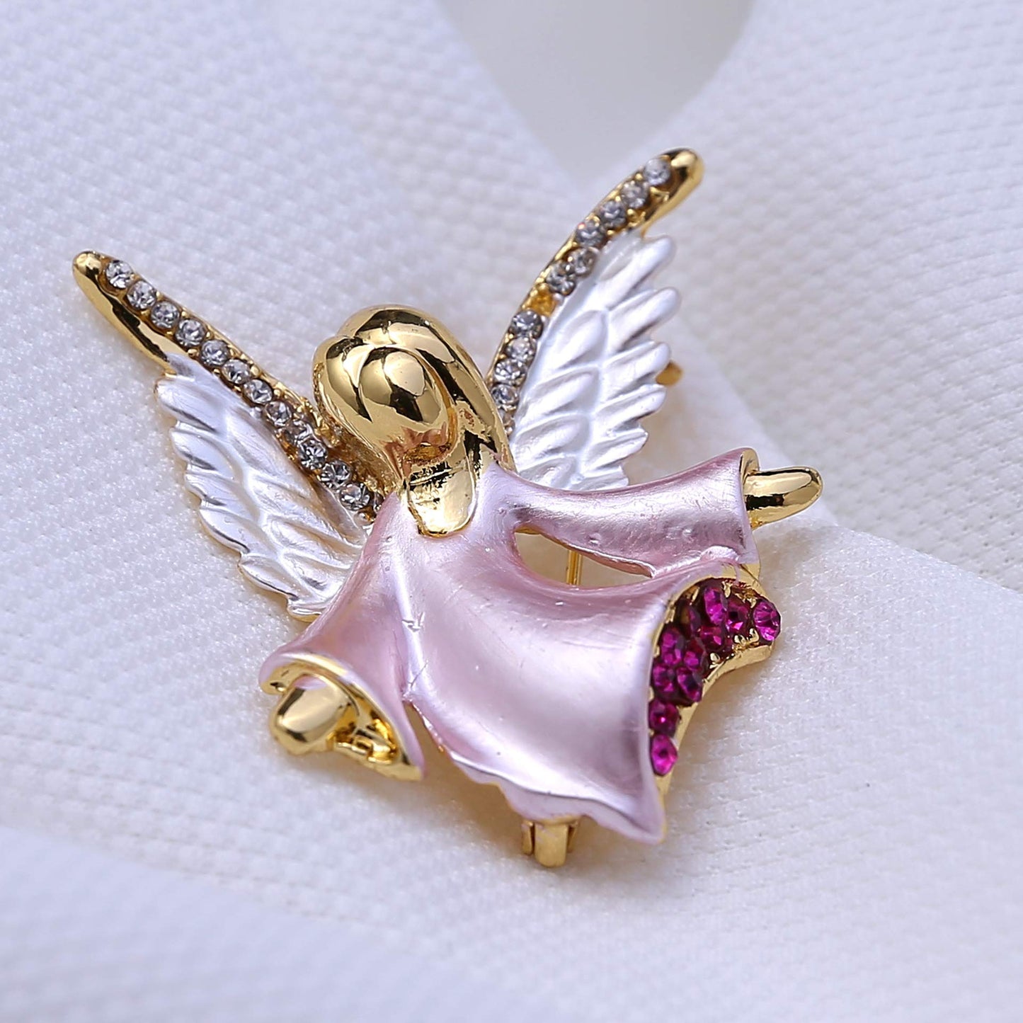 Connie Cloris Women Crystal Angel Brooch Pin (Pink - Angel - A04)