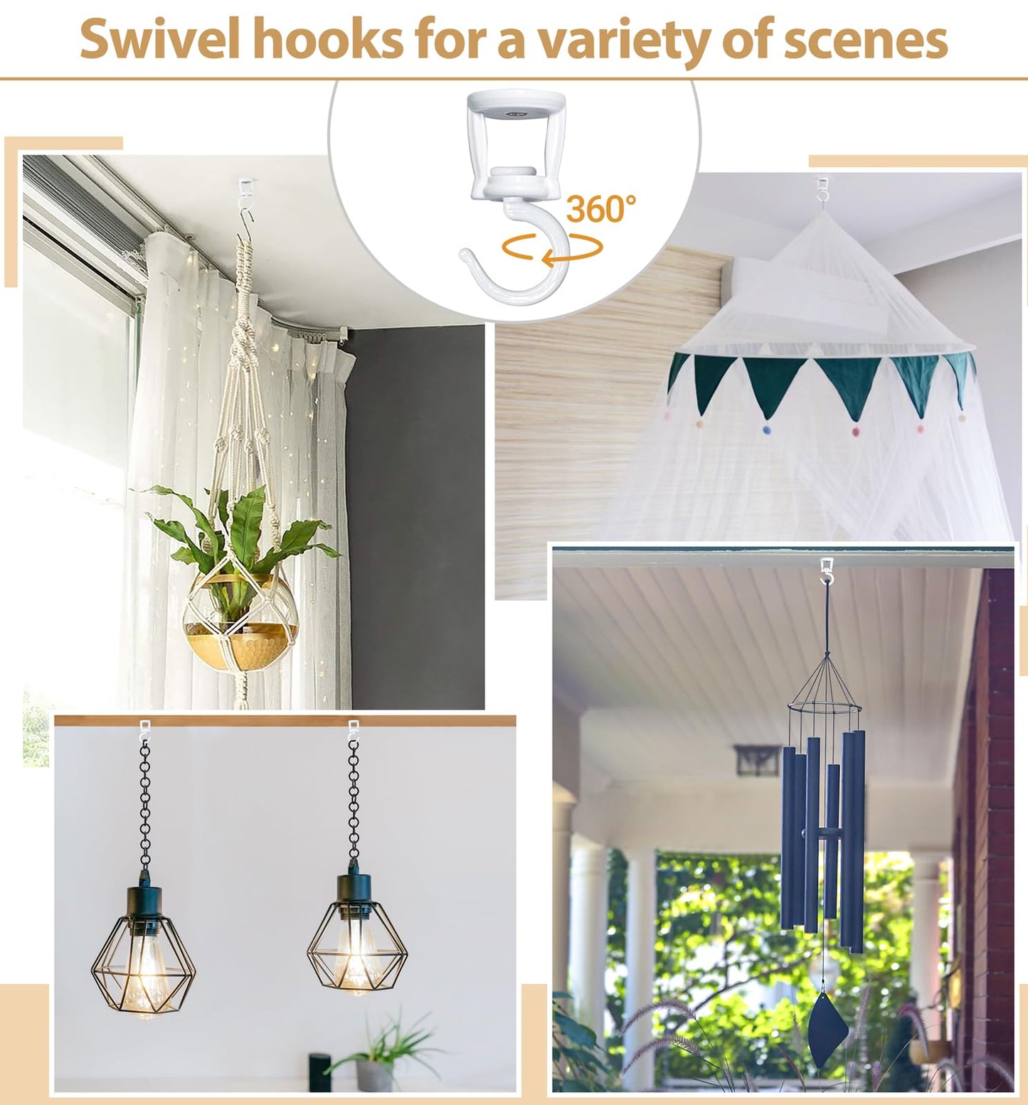 Mkono Macrame Plant Hanger and Ceiling Hooks Set