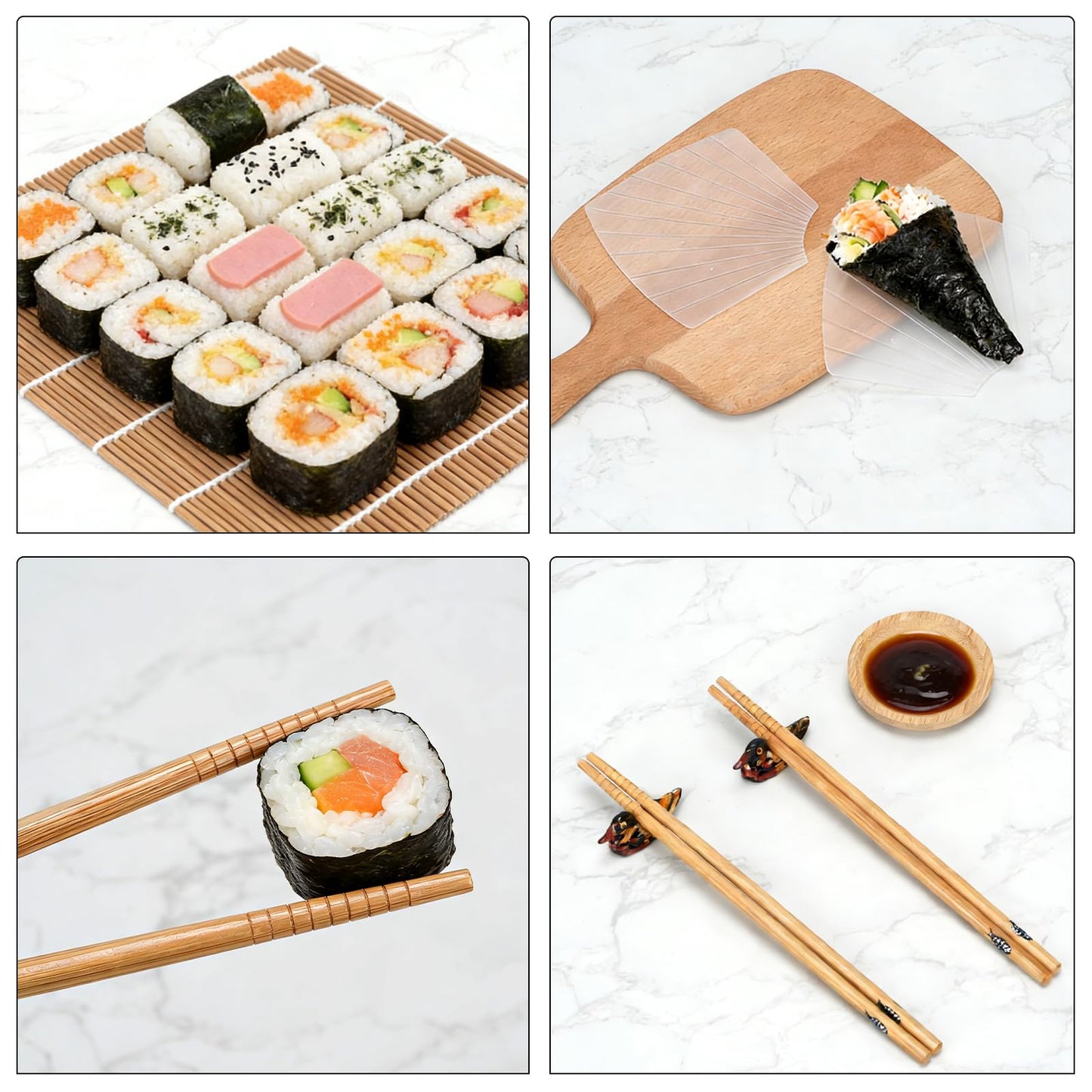 23pcs Sushi Making Kit, Complete Sushi Making Kit with Bazooka Roller, Sushi Mold, Bamboo Mats,Chopsticks, Sauce Dishes, Sushi Making Kit for Beginners & Pros Sushi Makers Kitchen Accessories
