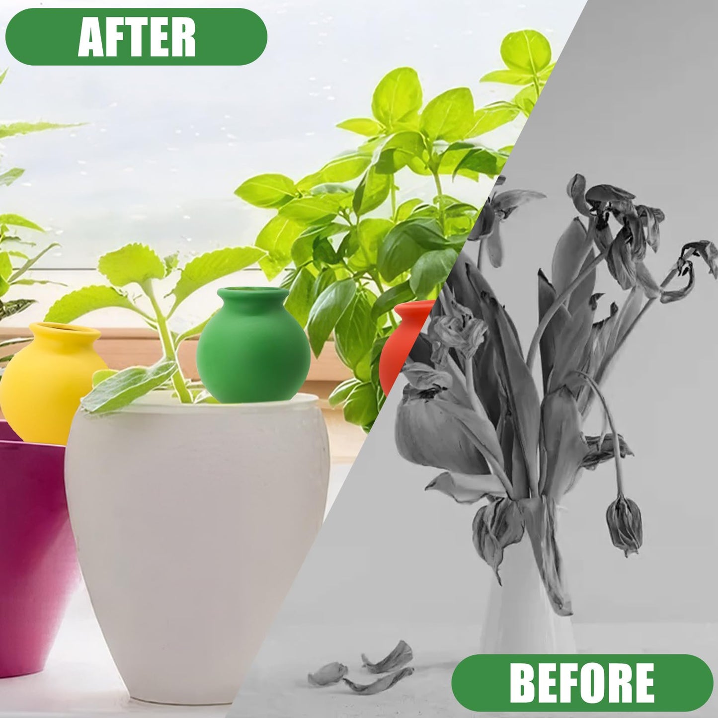 4 Pack Terracotta Watering Spikes, Self Watering Globes, Slow Release Self Watering Planter Insert, Plant Watering Globes for Indoor and Outdoor Plants