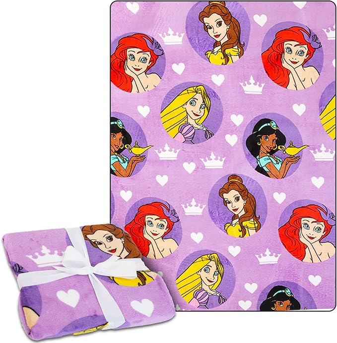Disney Princess Fleece Blanket Set - Bundle with Soft Disney Princess Blanket Plus Tattoos, More for Kids, Adults, Children | Cozy Disney Princess Fleece Blanket 50" x 70