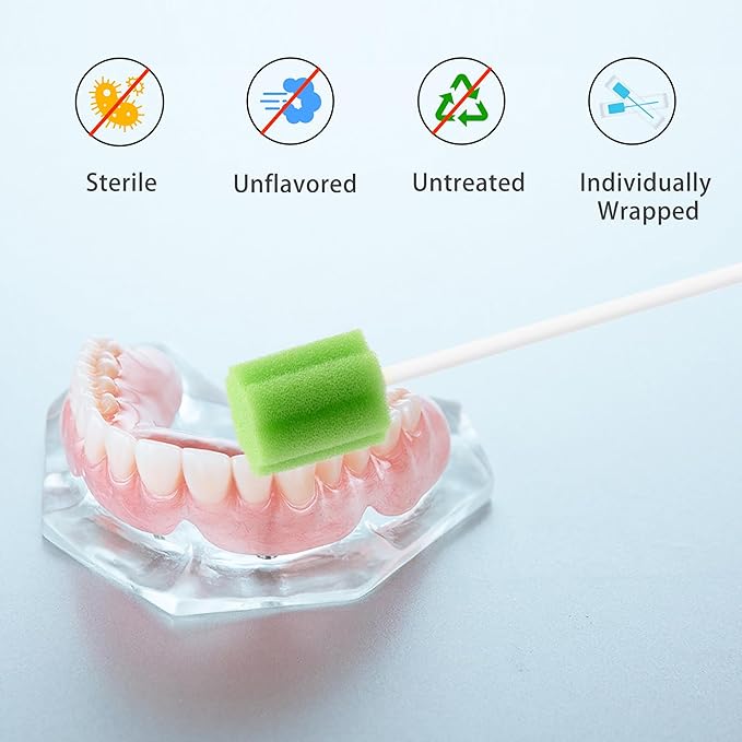 100Pcs Disposable Mouth Sponge Swabs Elderly Kids Adults Tooth Mouth Cleaning Individually Wrapped (Pink)